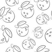 seamless pattern with a simple icon of an orange with a tail drawn in line art style, for various designs and patterns vector