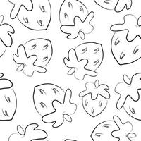 seamless pattern with a simple strawberry icon with a tail in line art style, for various designs and packaging vector
