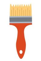Wide paintbrush with red handle hand drawn flat illustration vector