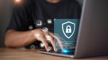 Login to online database with your username and password ,cybersecurity ,Protecting data from thef ,Data protection concept and secure internet security access ,cyber security technology photo