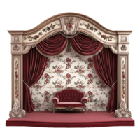 Victorian Mini Stage Sofa with Floral Backdrop png