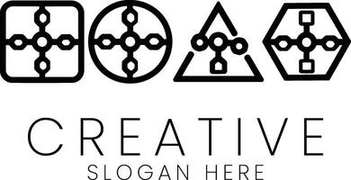 Abstract Geometric Shapes Modern Creative Design Black White Minimalist art icon line vector