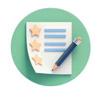 icon 3d style, A document icon with a pencil on it, indicating editing, review, or business writing and documentation png