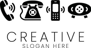 Retro Phone Icons Modern Cellphone Technology Digital Communication call dial flat vector