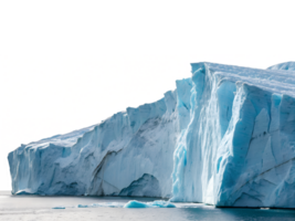 A massive, jagged glacier with a mixture of white and deep blue ice, isolated on a transparent background png