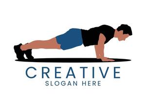 Pushup fitness exercise workout training strength bodyweight vector