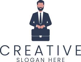 Professional Businessman Icon Modern Minimalist tie suit work flat dark vector