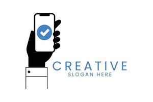 Verified mobile phone app check mark for ui ux icon and branding needs vector