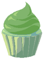 Matcha cupcake with matcha cream in pixel art style png