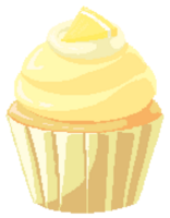 Lemon cupcake with lemon cream in pixel art style png