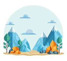 snow-capped mountains with surrounding greenery in a serene setting depicted the composition features towering peaks, scattered clouds, and vegetation illustration vector