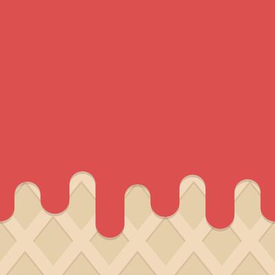 Melted strawberry cream on wafer illustration background with copy space