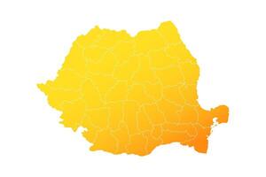 Orange detailed outline Romania map with counties boundaries on white background for presentations, infographics, reports, posters vector