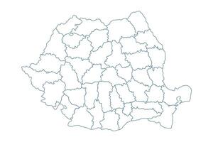 Detailed outline Romania map with counties boundaries on white background for presentations, infographics, reports, posters vector