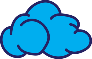 Blue Cartoon Cloud Icon with Minimalistic Design and Bold Outline png