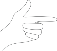 minimalista esboço do uma mão fazer uma apontando gesto em transparente fundo png