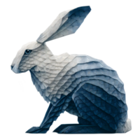 Abstract Low-Poly Animal Sculpture of a Rabbit with Geometric Patterns and Shadows png