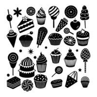 Retro Sweets and Cakes set. vector