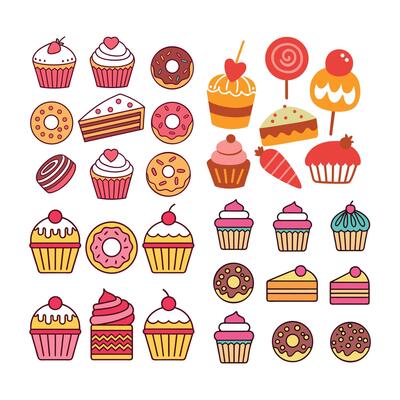 Retro Hand Drawn Sweets and Cakes Collection