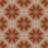 Scandinavian knitted seamless pattern. Norwegian native style sweater. Wool texture. Winter holiday background, illustration with brown snowflakes. vector