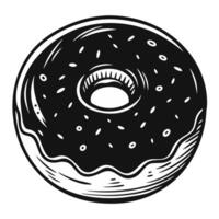 A black donut with sprinkles on top vector