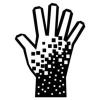 Digital transformation concept, hand integrating with pixels in black and white vector