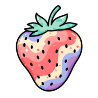 A strawberry with a colorful pattern on it png