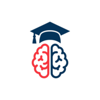 A stylized brain is depicted beneath a graduation cap, representing the connection between education and cognitive development cutouts png