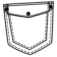 Simple outlined pocket design with stitching and button outline vector