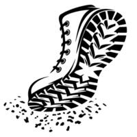 Stylized boot print stomping down with tread design vector