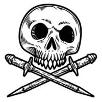 Skull with crossed stakes icon gothic, tattoo skull design, macabre horror theme vector