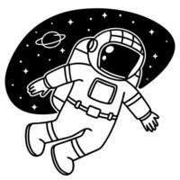 space exploration astronaut floating in outer space with stars and planet adventure and discovery vector