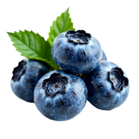 A cluster of vibrant blueberries is arranged with fresh green leaves, creating a vivid contrast cutouts png