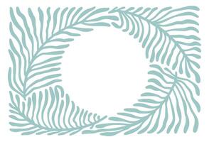 Trendy simple wavy and groovy frame in boho naive style, tropical plants, floral botanic hand drawn design template and modern summer print for poster, placard, branding. flat illustration. vector