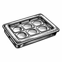 Hand drawn Muffin Baking Tray Sketch in Black and White Art vector