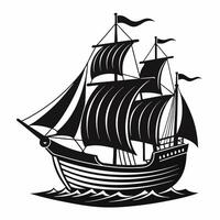 Vintage Sailing Ship Illustration Black and White Nautical Art vector