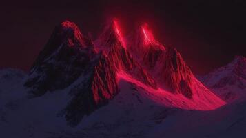 Crimson Glow Illuminates Snowy Mountain Peaks photo