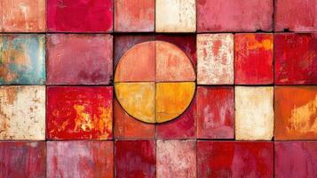 Abstract Colorful Square Tile Mural Art photo