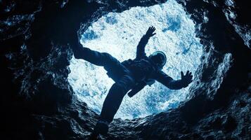 Astronaut Falling Into Celestial Crater photo