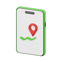 3D Mobile Phone with Location Marker and Line Graph png
