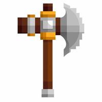 Pixel Art Double Headed Battle Axe on a White Background vector
