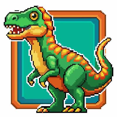 Pixel Art Dinosaur Illustration Retro Game Design