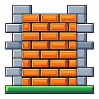 Illustration of a Brick Wall with Stone Columns and Green Base vector