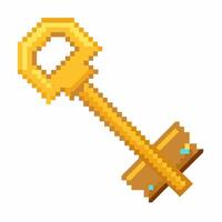 Pixel Art Golden Key on White Background for Retro Gaming Design vector