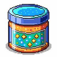 Retro Pixel Art Jar with Colorful Geometric Patterns vector