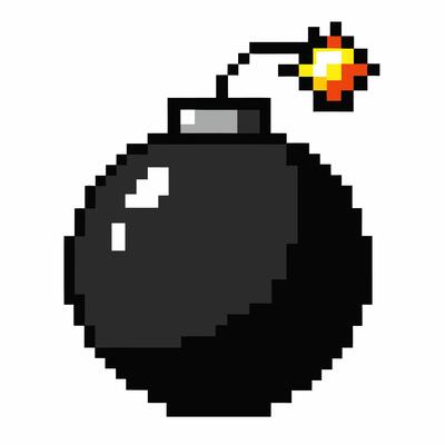 Retro Pixel Art Bomb Icon Explosive Graphic Symbol in 8 bit Style