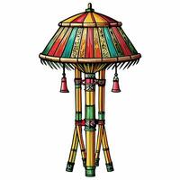 Colorful Ethnic Lantern Design with Intricate Patterns and Bamboo Structure vector