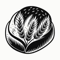 Black and White Wheat Illustration with Grain and Seed Patterns for Organic Farming Design vector