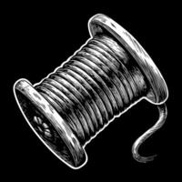 Vintage Spool of Thread on Black Background Intricate Hand Drawn Illustration vector