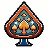 Retro Pixel Art Spade with Geometric Patterns and Gradient Effects vector